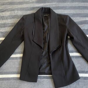 PrettyLittleThing Black Open-Front Draped Blazer Jacket
